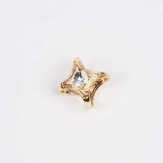 916862 Skjerf ring - Skjerfring med stor strass sten - gull