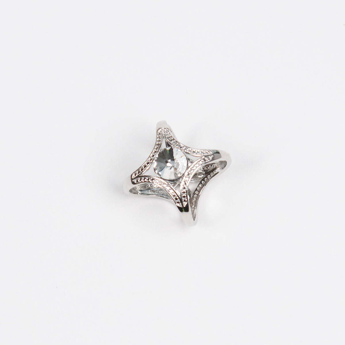 916886 Skjerf ring - Skjerfring med stor strass sten - sølv