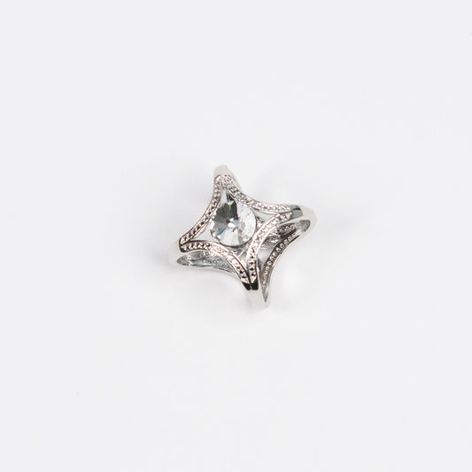 916886 Skjerf ring - Skjerfring med stor strass sten - sølv