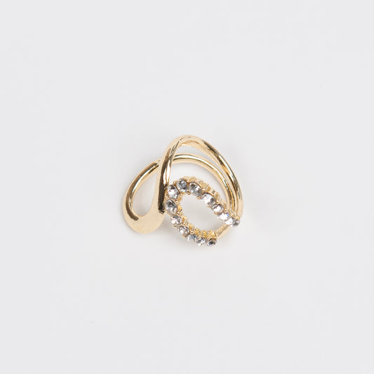 917262 Skjerf ring - Skjerfring med strassloop - gull