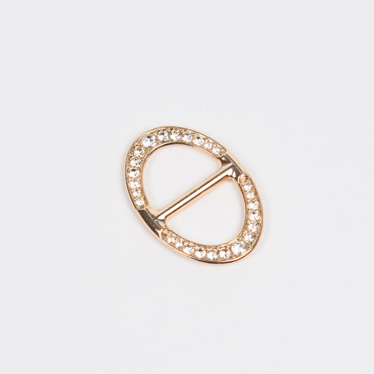 917462 Skjerf ring - Flat skjerfring oval med strass stener - gull