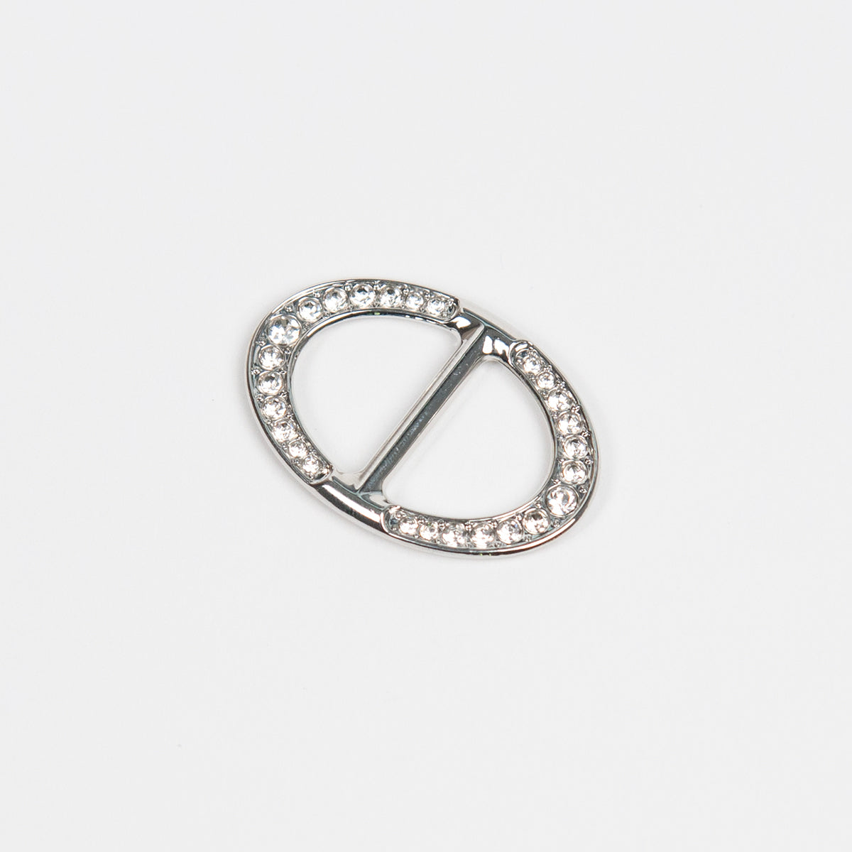 917486 Skjerf ring - Flat skjerfring oval med strass stener - sølv