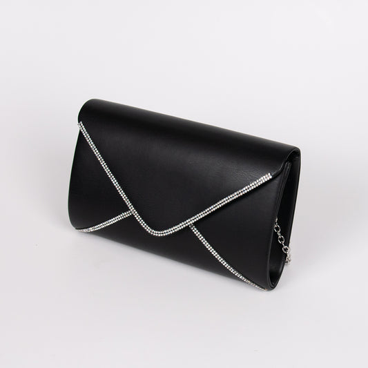 917601 Veske, Selskapsveske strass-edges- svart