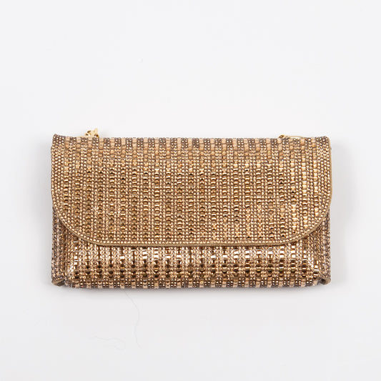 917862 Veske, Selskapsveske strass-clutch  med lenke - gull