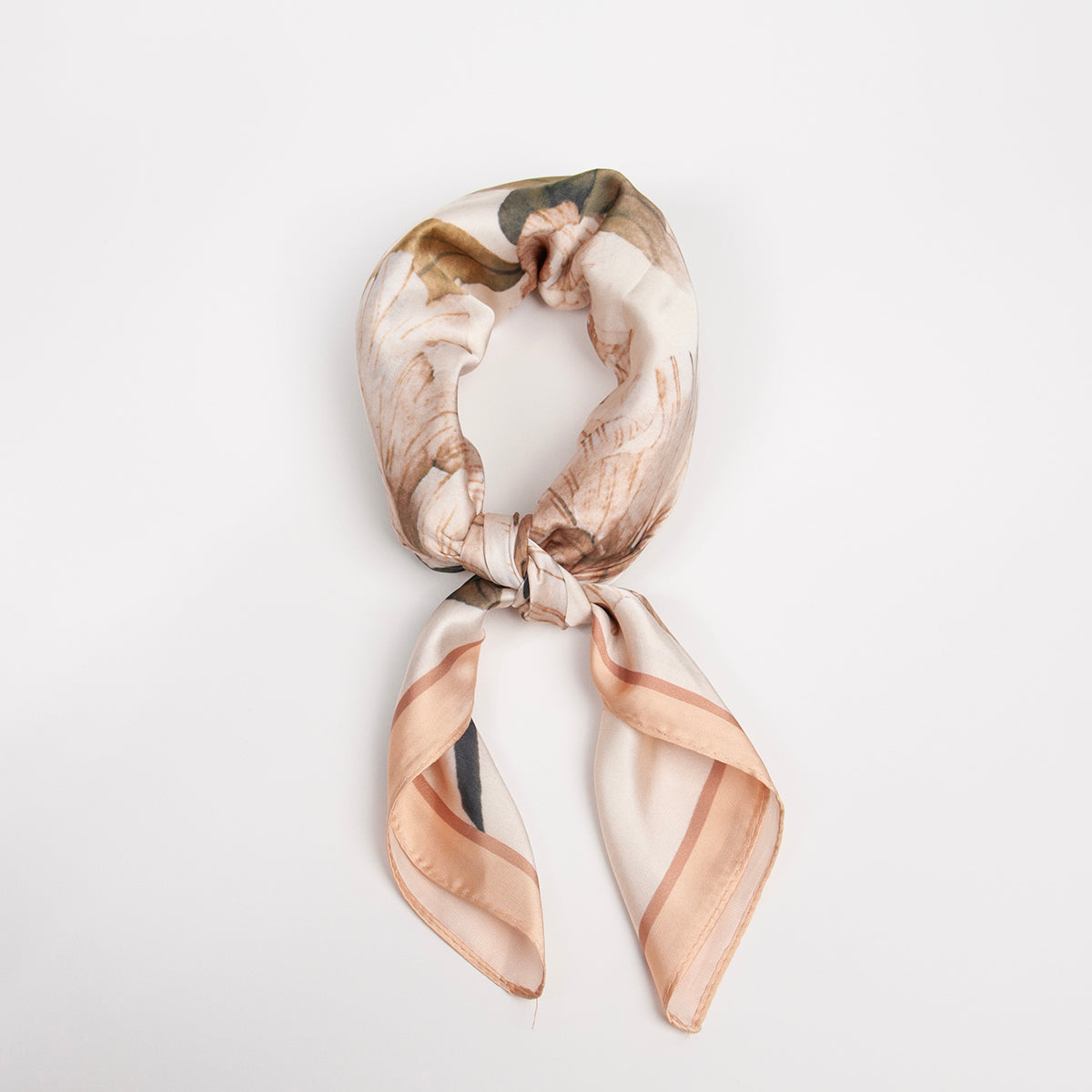 919205  Skjerf, Lite skjerf stor beige blomst - lys beige