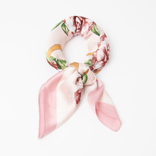 919336  Skjerf, Lite skjerf blomst og lenkeprint - rosa