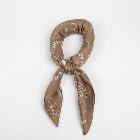 919905  Skjerf, Lite skjerf paisley print matt struktur - beige