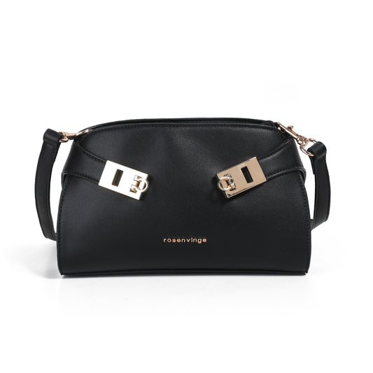 921501 Veske,Clutch med dobble spenner - svart
