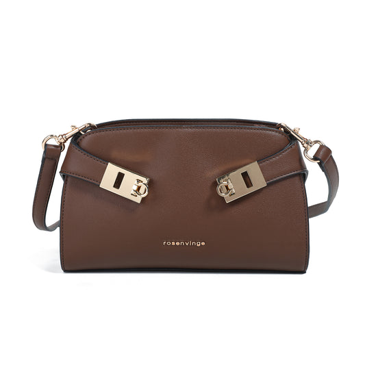 921511 Veske,Clutch med dobble spenner - brun