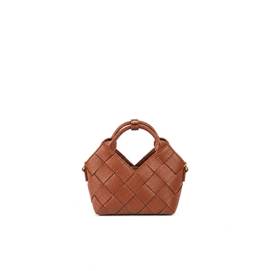 925015 Vesker, Liten flettet shopper  - cognac