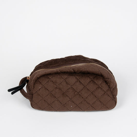 925411 Veske, Liten makeup-bag cordfløyel - brun