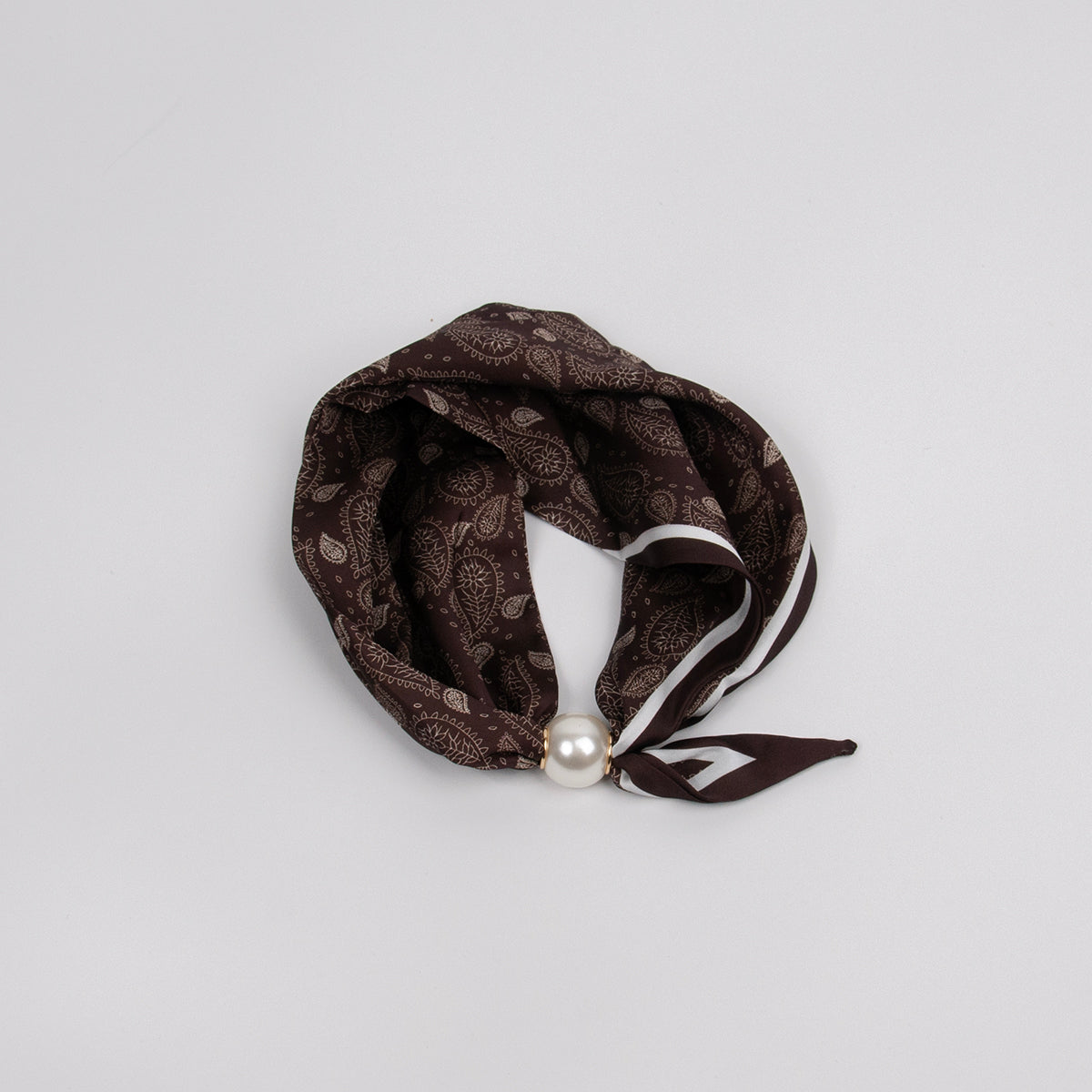 925411X  Skjerf, Mini skjerf med perle-magnet -brun