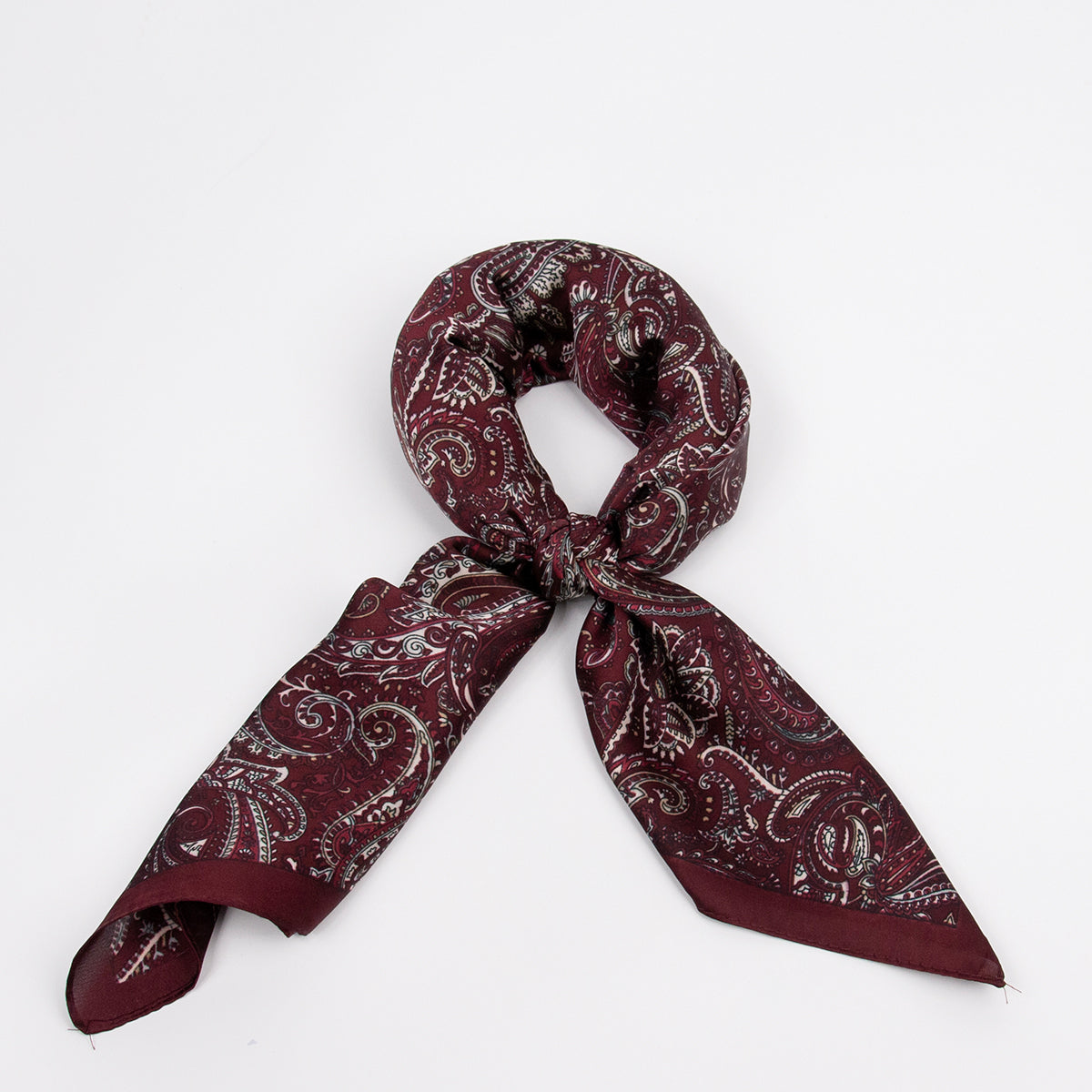 926321  Skjerf, Lite skjertf matt kvalitet paisley print - burgunder