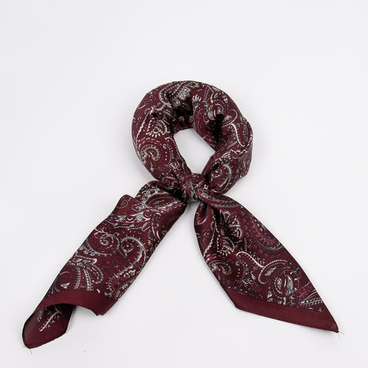 926321  Skjerf, Lite skjertf matt kvalitet paisley print - burgunder