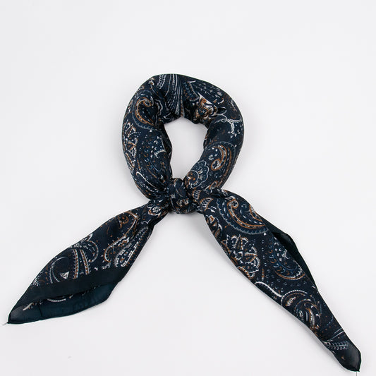 926341  Skjerf, Lite skjertf matt kvalitet paisley print - navy