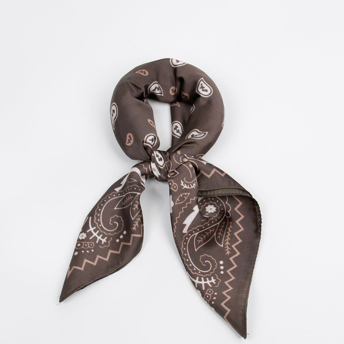 926411  Skjerf, LIte skjerf paisley print to-farget - brun