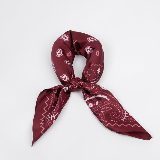 926421  Skjerf, LIte skjerf paisley print to-farget - burgunder
