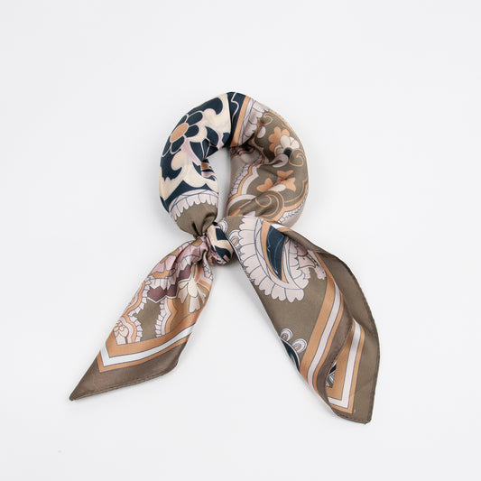 926611  Skjerf, Lite skjerf paisleyprint flerfarget - brun