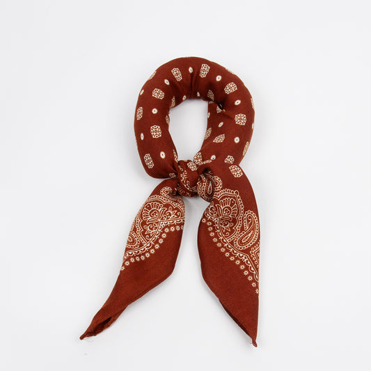 926915  Skjerf, Lite skjertf matt kvalitet paisley print - cognac