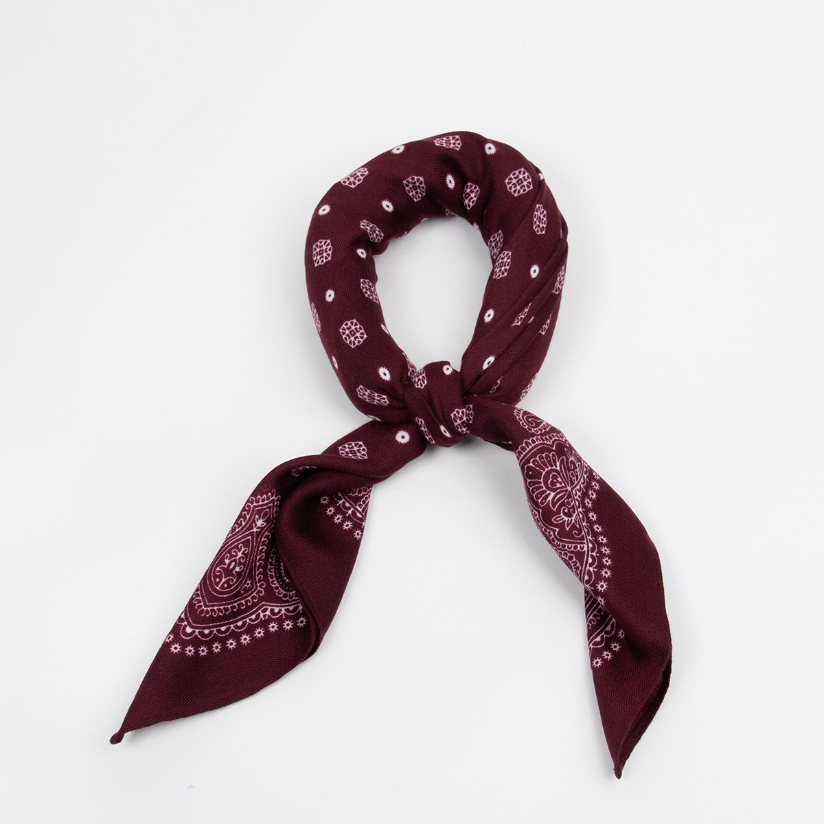 926921  Skjerf, Lite skjertf matt kvalitet paisley print - burgunder