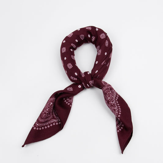 926921  Skjerf, Lite skjertf matt kvalitet paisley print - burgunder