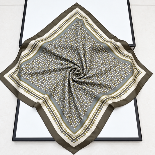928550  Skjerf, Lite skjerf 70x70 cm småmønstret - olivengrønn