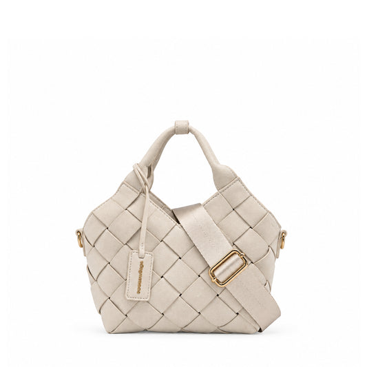 930105 Veske, MOLLY liten flettet semsket shopper - beige