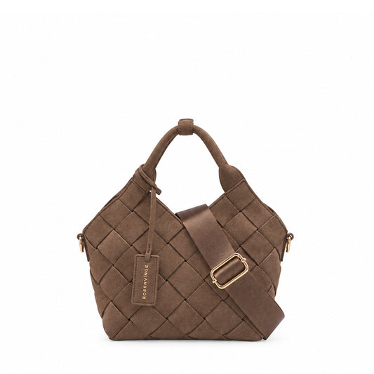 930111 Veske, MOLLY liten flettet semsket shopper - brun