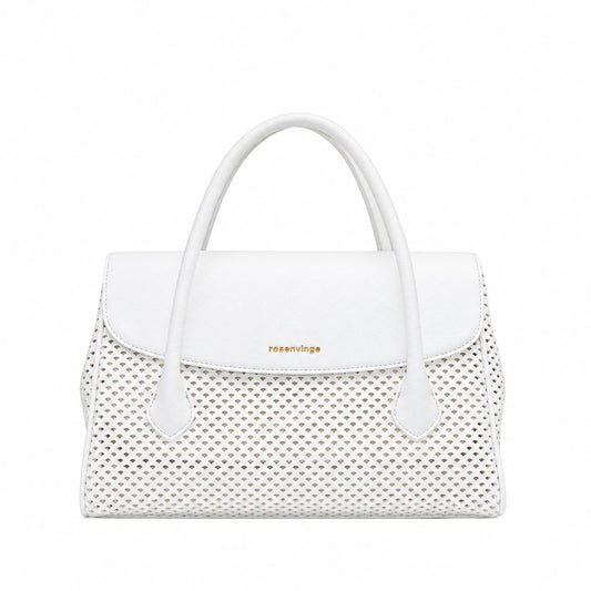 930202 Veske, NOBLÉ liten shopper perforert mønster - hvit