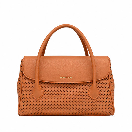 930215 Veske, NOBLÉ liten shopper perforert mønster - cognac