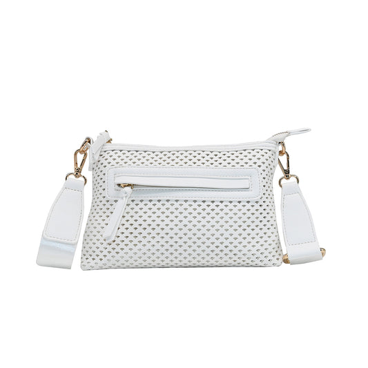 930302 Veske, NINNI clutch perforert mønster - hvit