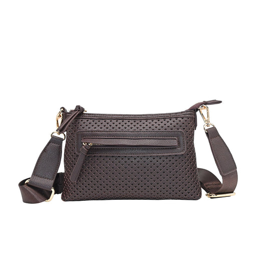 930311 Veske, NINNI clutch perforert mønster - brun