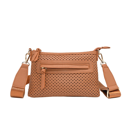 930315 Veske, NINNI clutch perforert mønster - cognac