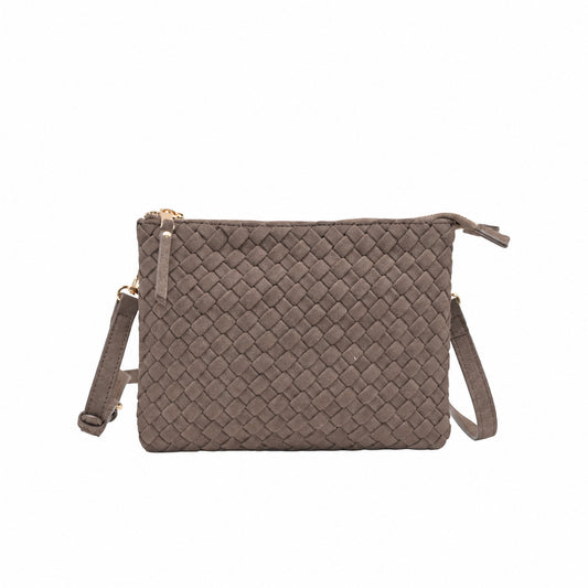 930511 Veske, NERJA flettet semsket clutch- brun