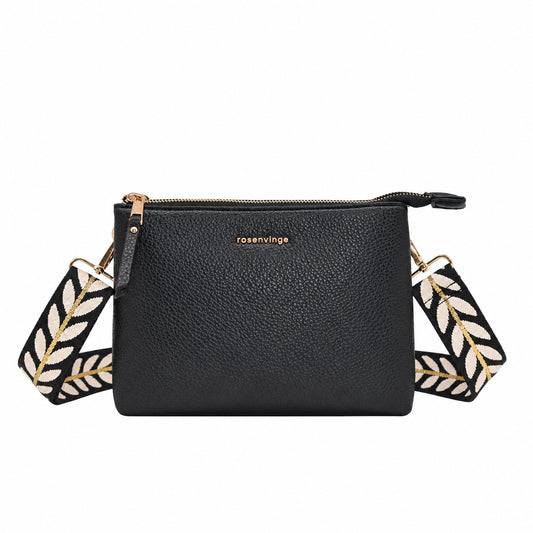 930701 Veske, NOOSA clutch m/mønstret rem - svart