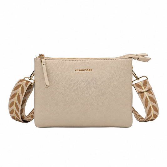930705 Veske, NOOSA clutch m/mønstret rem - beige