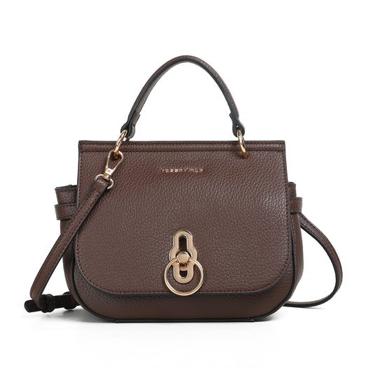 930911 Veske, NESNA liten clutch med frontspenne - brun