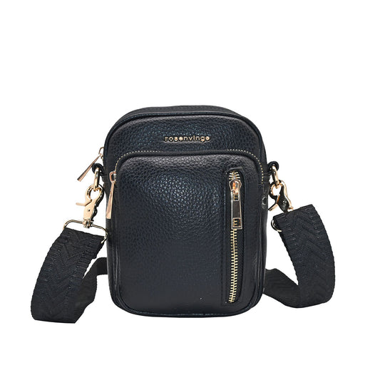 931401 Veske, NICE Citybag med mønstret rem - svart
