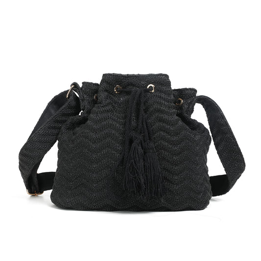932201 Veske, NIKKI Strikket bucketbag - svart