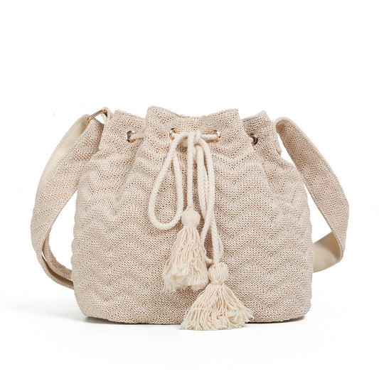 932203 Veske, NIKKI Strikket bucketbag - offwhite
