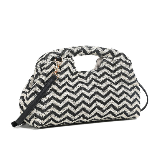 931500 Veske, NORWOOD strikket clutch - mønstret svart/hvit