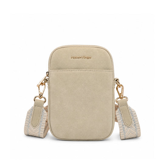 931805 Veske, NOVA Mobilbag med mønstret rem -beige