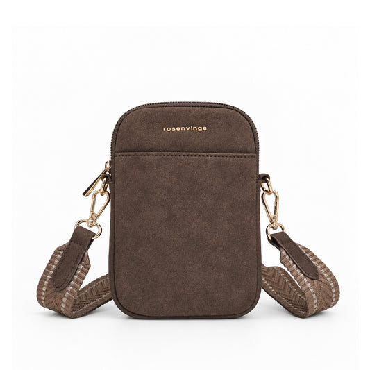 931811 Veske, NOVA Mobilbag med mønstret rem - brun