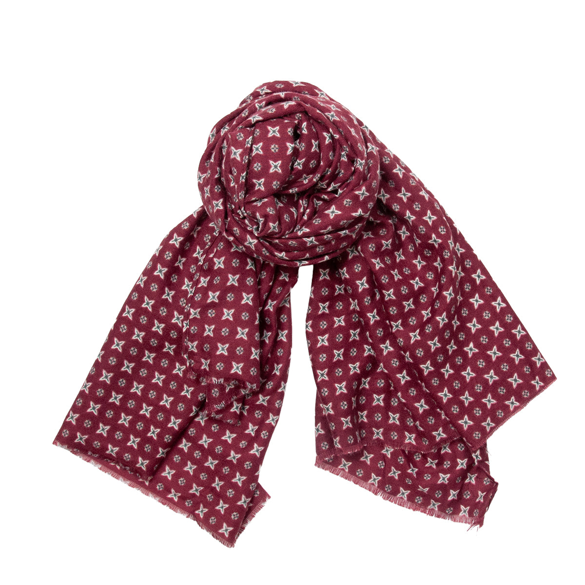 886021  Skjerf, Mykt skjerf småmønstret print - burgunder