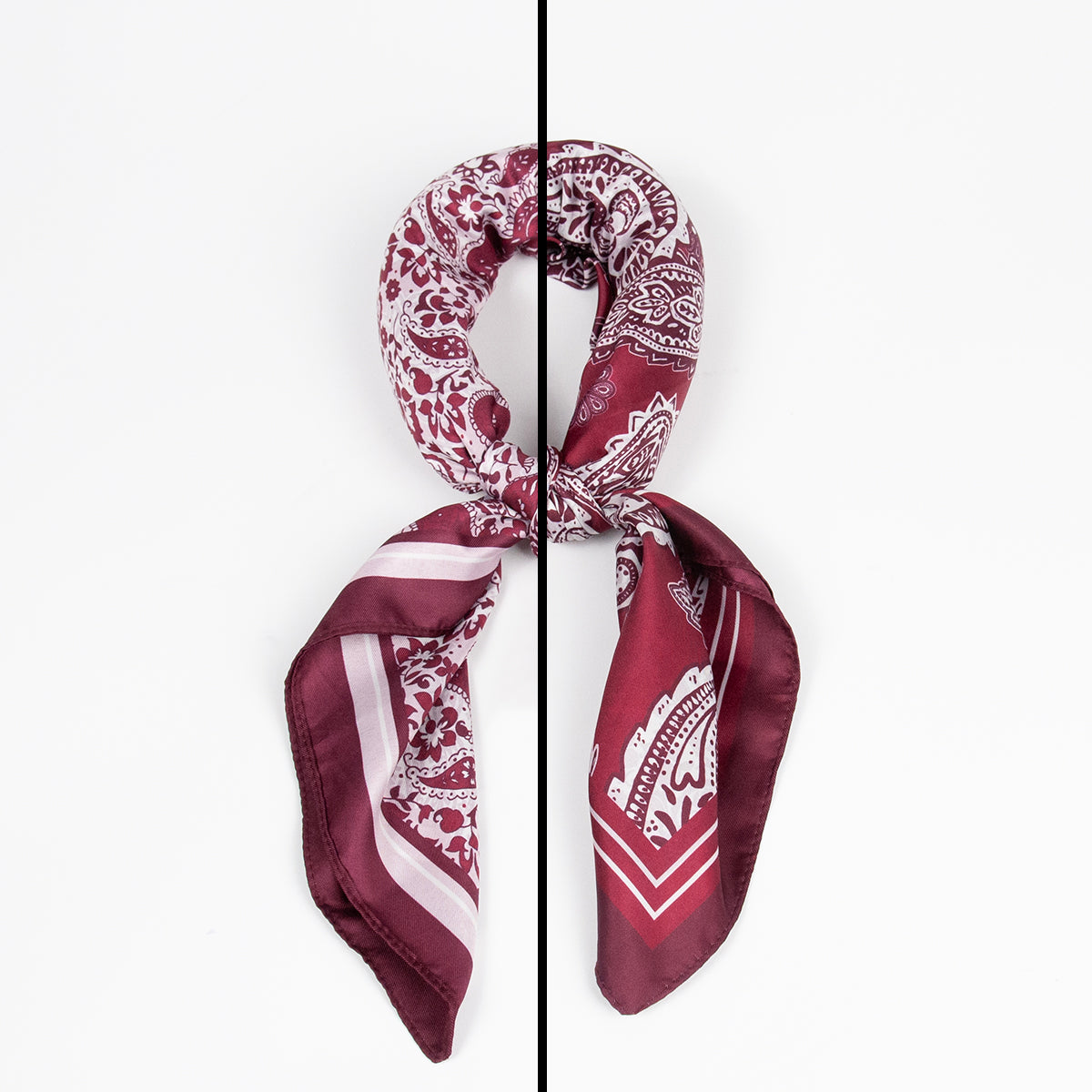 891421  Skjerf, Lite skjerf tosidig print mønster - burgunder