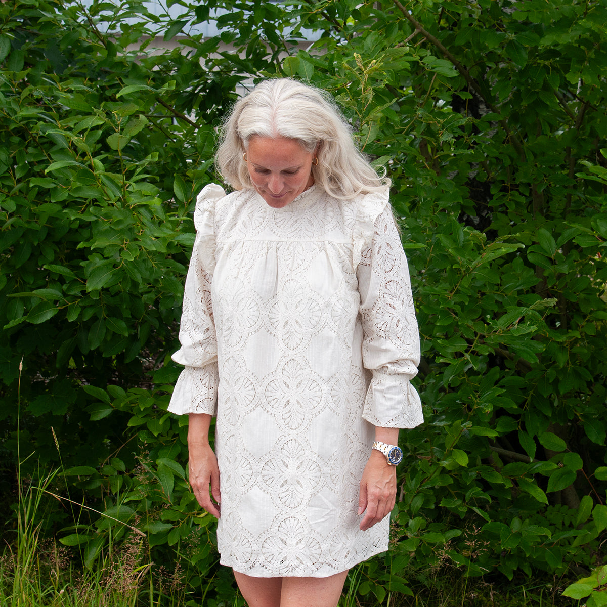 Summer dress, Short lace dress - offwhite