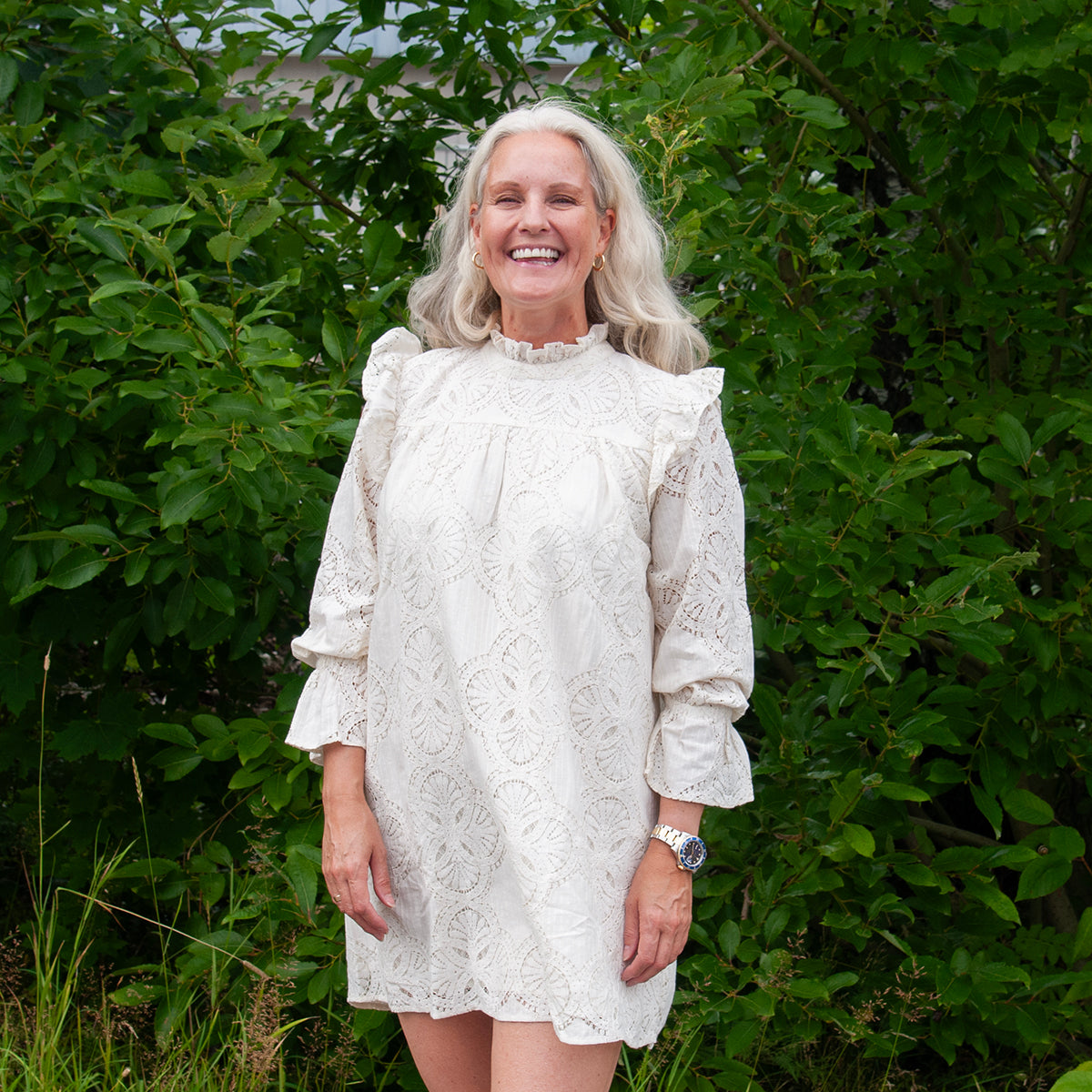 Summer dress, Short lace dress - offwhite