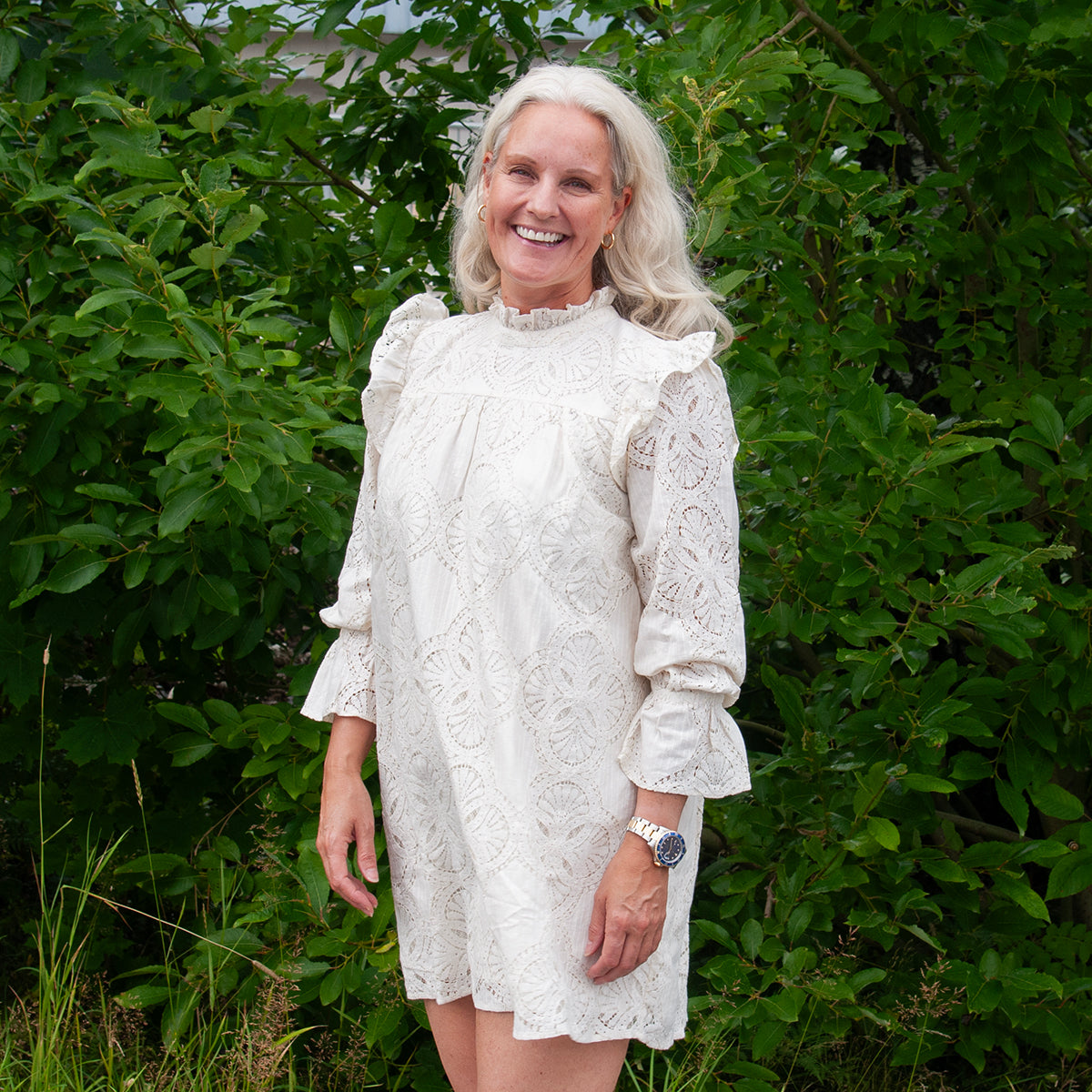 Summer dress, Short lace dress - offwhite