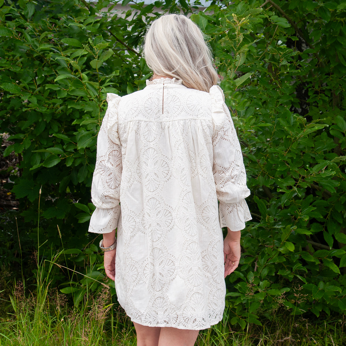 Summer dress, Short lace dress - offwhite