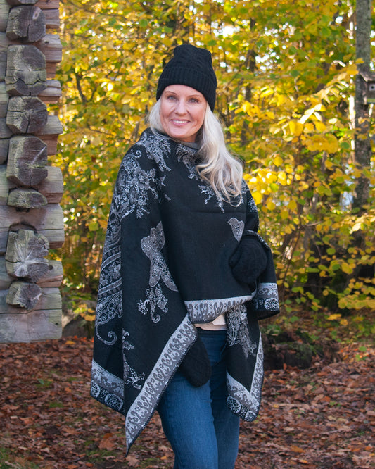 805901 Poncho paisley mønster TS16062 - svart